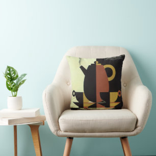 Vintage Drinks Beverages Coffee Pot med Kopp Kudde