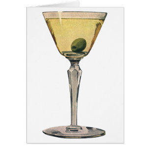 Vintage Drinks Beverages, Martini Olive Cocktail Hälsningskort