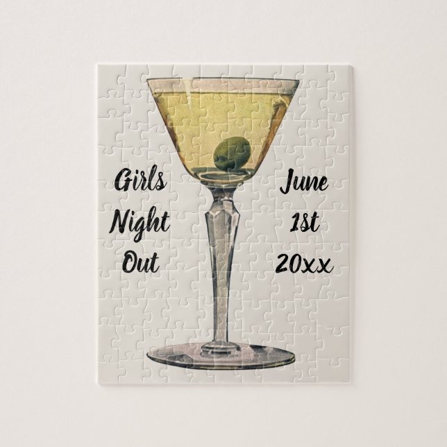 Vintage Drinks Beverages, Martini Olive Cocktail Pussel (Vertikal)