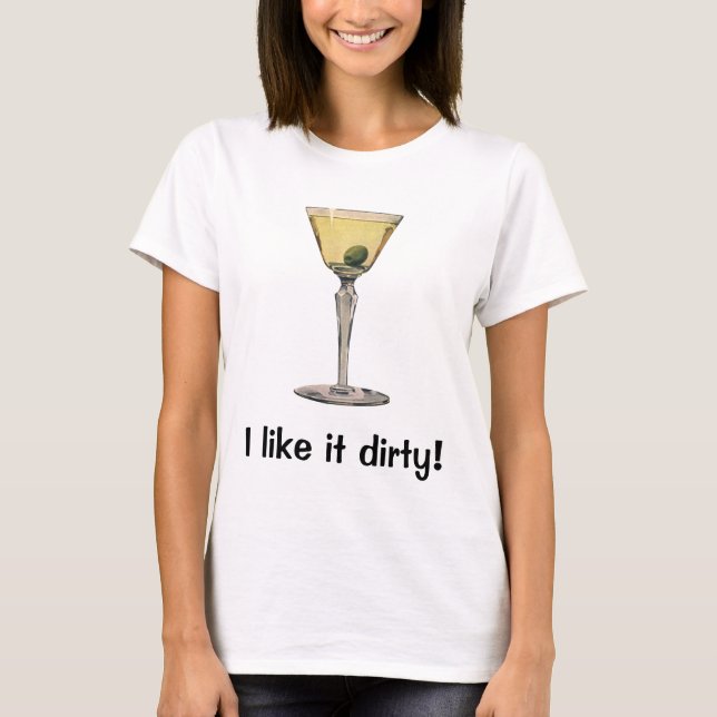 Vintage Drinks Beverages, Martini Olive Cocktail Tee (Framsida)