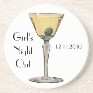 Vintage Drinks Beverages, Martini Olive Cocktail Underlägg Sandsten
