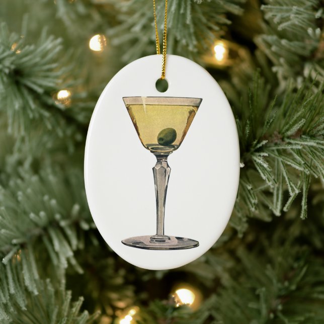 Vintage Drinks Drycker, Martini Olivcocktail Julgransprydnad Keramik (Träd)