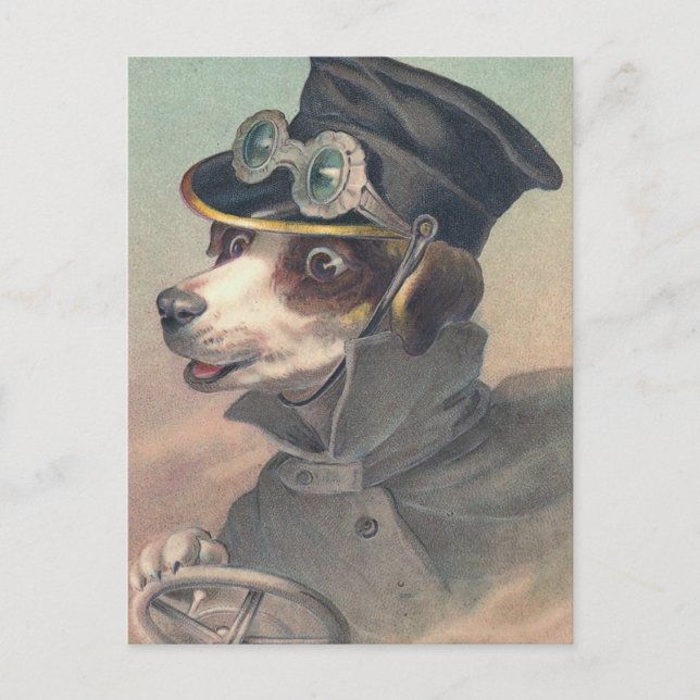 "Vintage Driver Hund" vykort (Framsida)