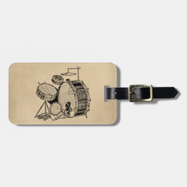 Vintage Drum Kit Drums Bagagebricka (Horisontell Framsida)