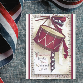 Vintage Drum med den amerikanska Flagga Patriotic Vykort