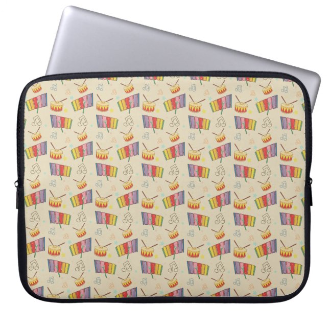 Vintage Drum och Xylophone Mönster Laptop sleeve (Framsidan)
