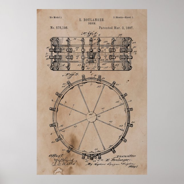 Vintage Drum Patent Poster (Framsidan)