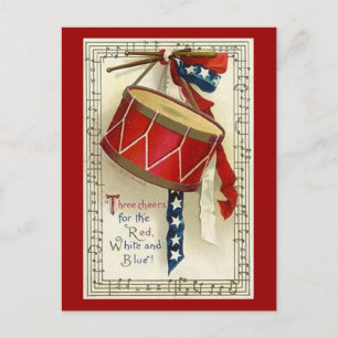 Vintage Drum & Ribbon - vykort