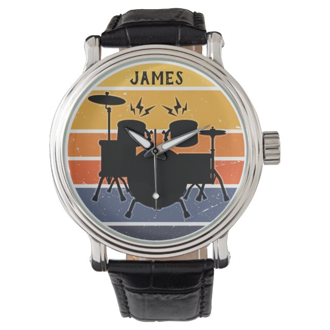 Vintage Drummer med eget namn - Armbandsur (Framsida)