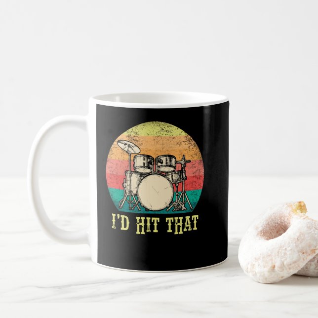 Vintage Drums Percussion Älskare Retro Drummer Gif Kaffemugg (Med munk)