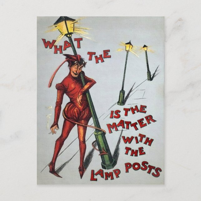 Vintage Drunk Djävulen Vykort (Framsida)