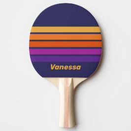 Vintage Druv Regnbåge Tvärgående Randig med Namn Pingisracket