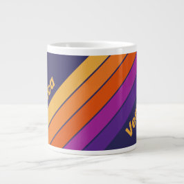 Vintage Druv Regnbågsränder med namn Jumbo Mugg