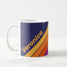 Vintage Druv Regnbågsränder med Namn Kaffemugg
