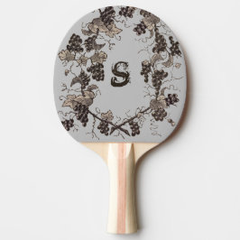 Vintage Druvor Vines Etching Black White Monogram Pingisracket
