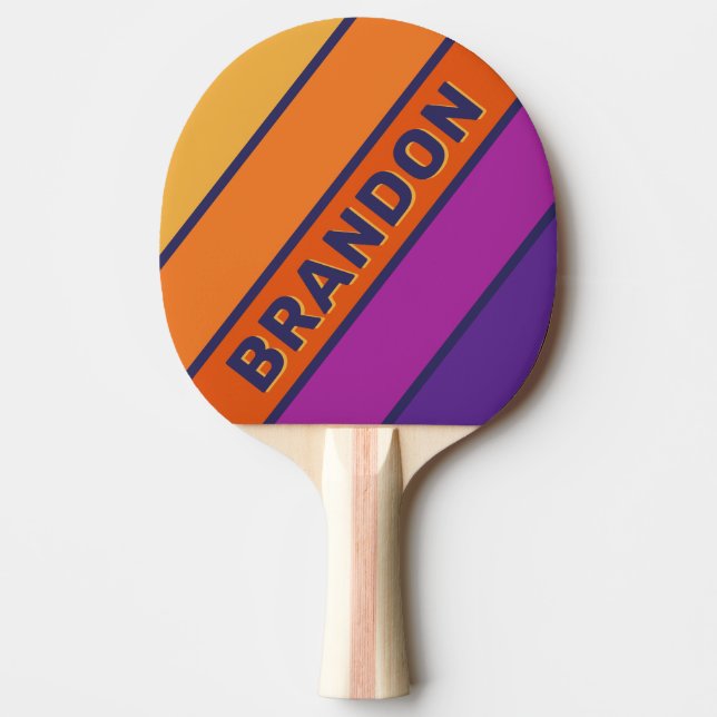 Vintage Druvregnbåge Djärv Randig med Namn Pingisracket (Framsidan)