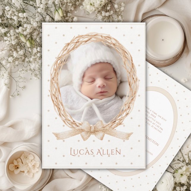 Vintage Druvträds Neutral Födelsetillägg Inbjudningar (Skapare uppladdad)