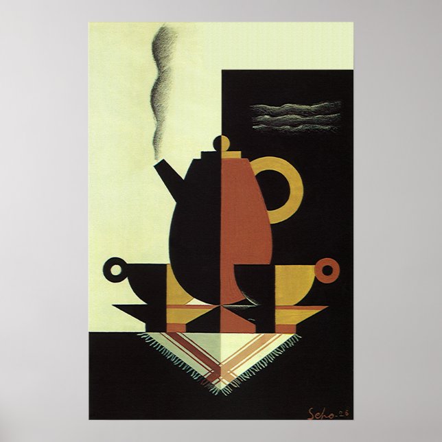 Vintage drycker drycker kaffekanna med koppar poster (Framsidan)