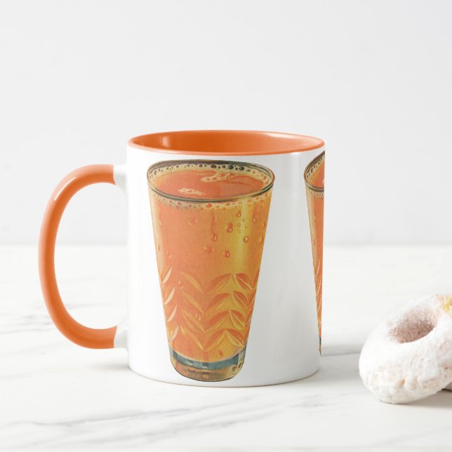 Vintage drycker, glas apelsinjuice frukost mugg (Med munk)
