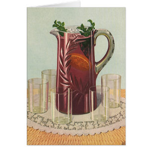 Vintage drycker och drycker, kanna Sangria Hälsningskort