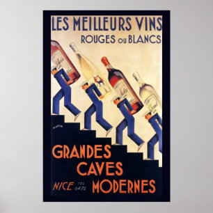 Vintage dryckeskök konst vin champagne mat poster