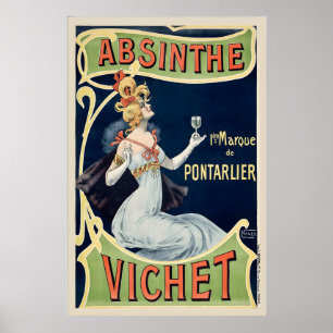 Vintage dryckeskök Konst Vin Champagne Mat Poster