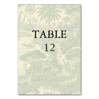 Vintage Dschungel Toile Safari Bröllops Bordnummer Bordsnummer