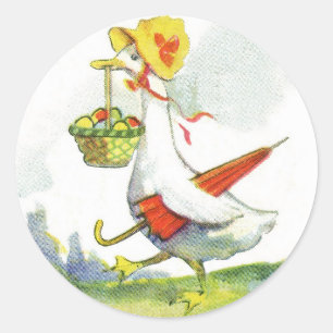 Vintage Dsed Påsk Anka Stickers Runt Klistermärke