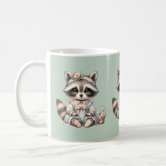 Vintage DTagecore Raccoon Pastel Kaffemugg (Vänster)