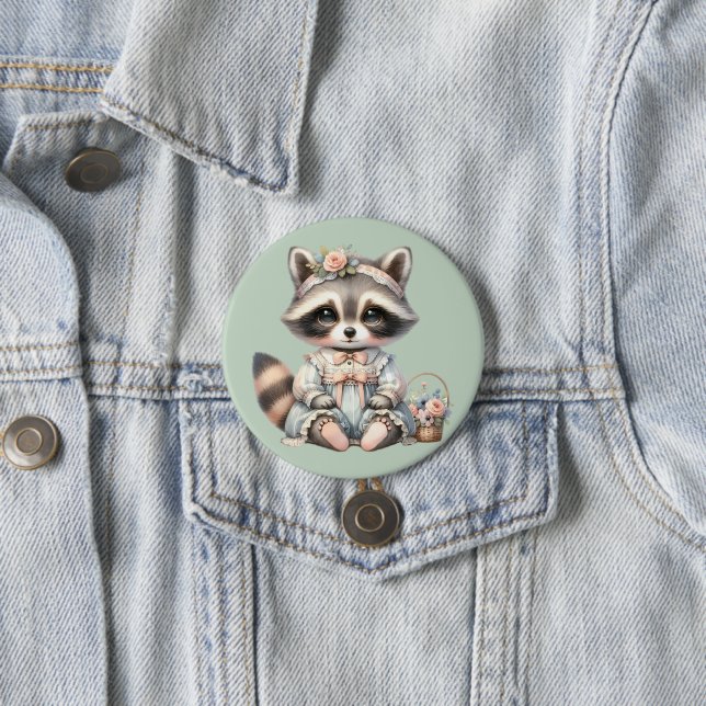 Vintage DTagecore Raccoon Pastel Knapp (In Situ)