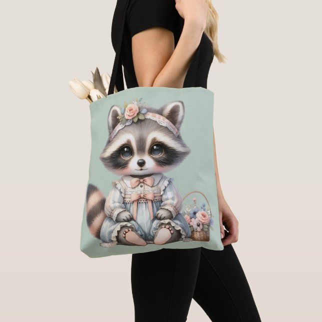 Vintage DTagecore Raccoon Pastel Tygkasse (Närbild)