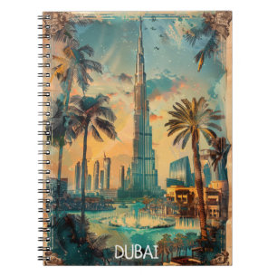 Vintage Dubai Förenade Arabemiraten Burj Khalifa Anteckningsbok
