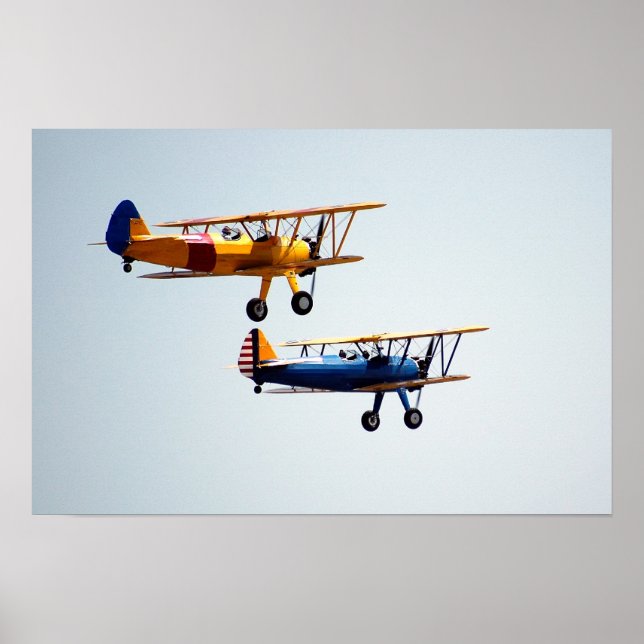 Vintage dubbeldäckare under flygning poster (Framsidan)
