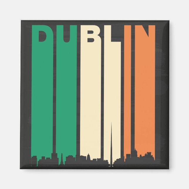 Vintage Dublin Cityscape Magnet (Framsidan)