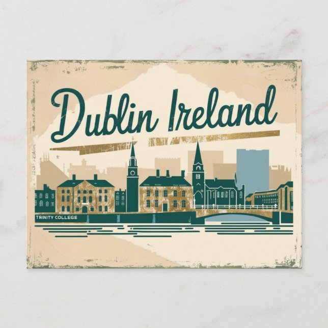 Vintage Dublin, Irland Vykort (Framsida)