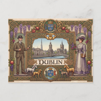 Vintage Dublin Irland vykortskonst | Irländskt arv Vykort