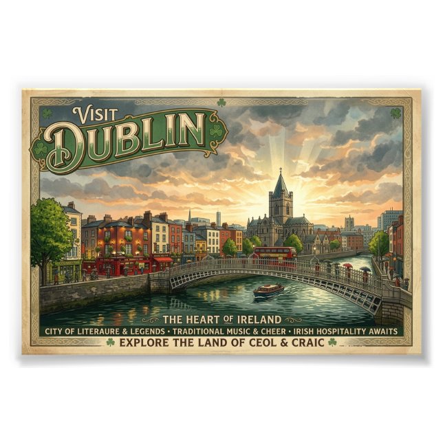 Vintage Dublin-resemalj Fototryck (Framsidan)
