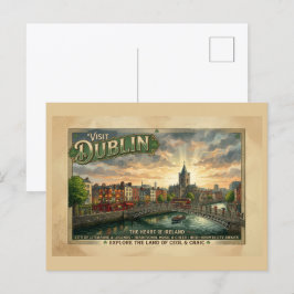 Vintage Dublin-resemalj Vykort