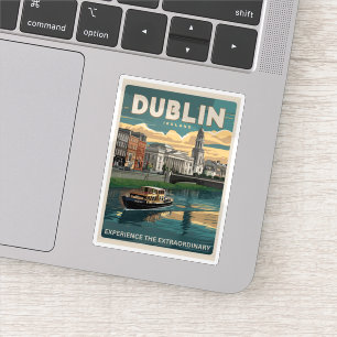 Vintage Dublin stad, Irland republik resa presente Klistermärken