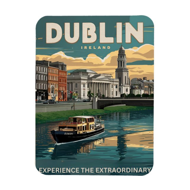 Vintage Dublin stad, Irland republik resa presente Magnet (Vertikal)