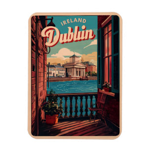 Vintage Dublin stad, Irland republik resa presente Magnet