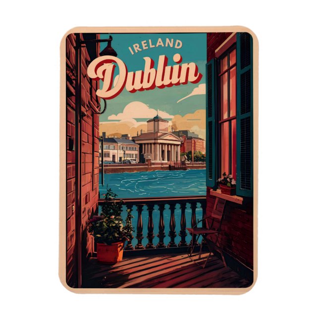 Vintage Dublin stad, Irland republik resa presente Magnet (Vertikal)