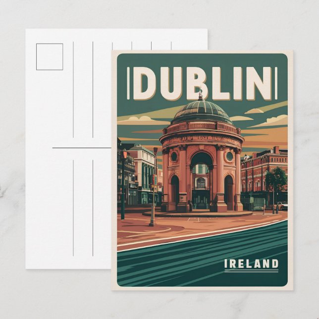 Vintage Dublin stad, Irland republik respresenter Vykort (Fram/baksida)