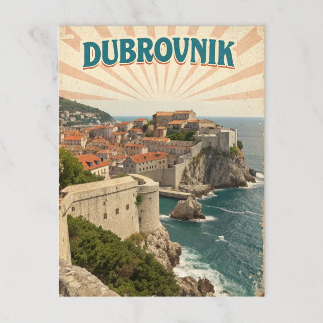 Vintage Dubrovnik Medieval Charm Vykort (Skapare uppladdad)
