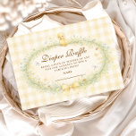 Vintage Duckling Floral Diapper Raffle Tilläggskort<br><div class="desc">A charming vintage baby shower design featuring a sweet little duckling resting above a delicate floral wreath. Soft watercolor wildflowers and greenery frame the center, finished with a gentle ribbon bow and a warm yellow gingham background that adds a cozy nursery feel. The storybook illustration style and pastel countryside palette...</div>