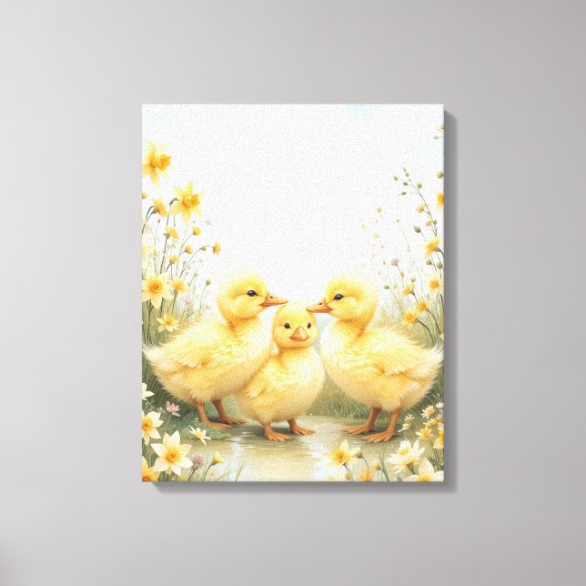 Vintage Duckling Trio Pastellkonst  Canvastryck (Framsida)