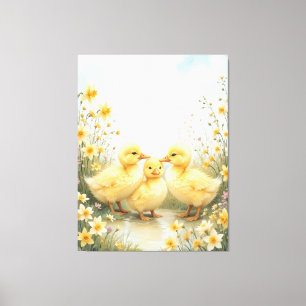 Vintage Duckling Trio Pastellkonst  Canvastryck