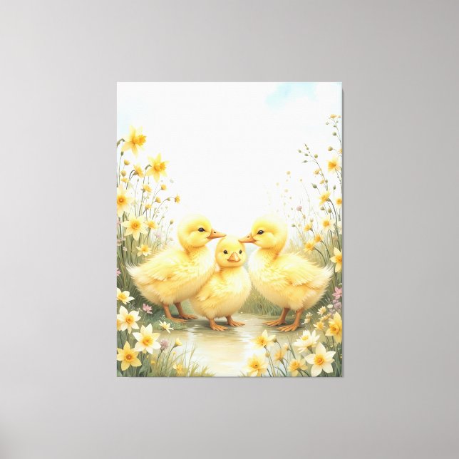 Vintage Duckling Trio Pastellkonst  Canvastryck (Framsida)