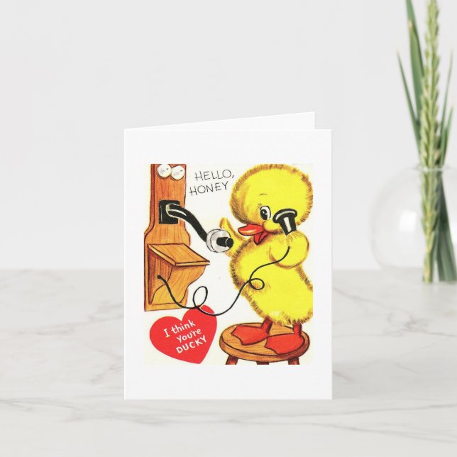 Vintage Ducky Valentine Kort (Framsida)