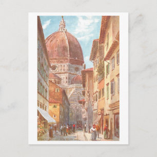 Vintage Duomo i Florens, Italien, Vykort